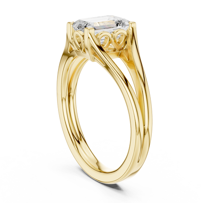 Emerald Cut Split-Shank Solitaire Ring