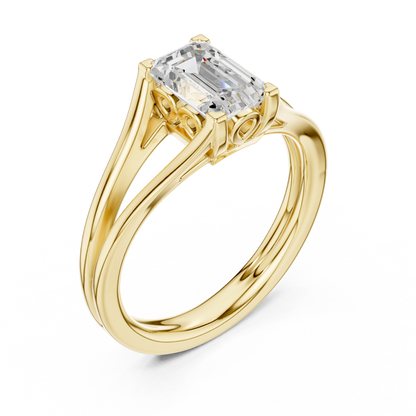 Emerald Cut Split-Shank Solitaire Ring
