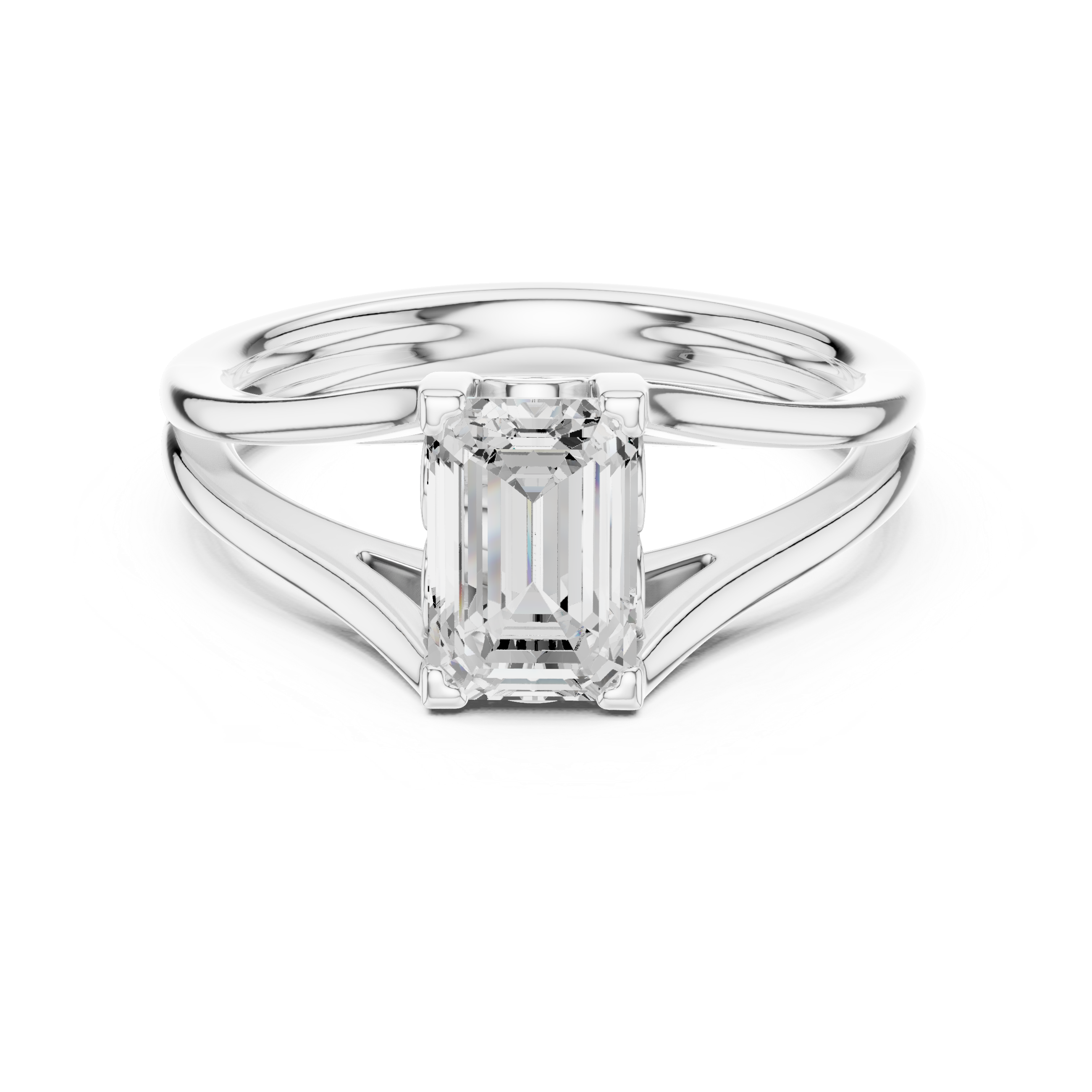 Emerald Cut Split-Shank Solitaire Ring