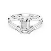 Emerald Cut Split-Shank Solitaire Ring
