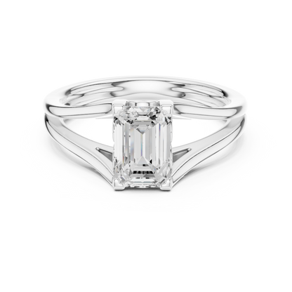 Emerald Cut Split-Shank Solitaire Ring