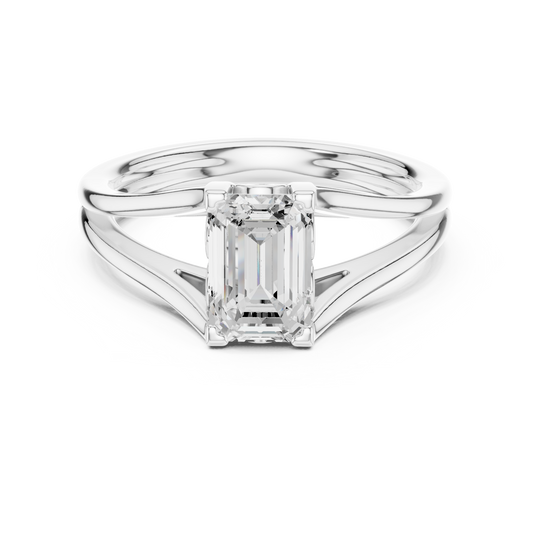 Emerald Cut Split-Shank Solitaire Ring