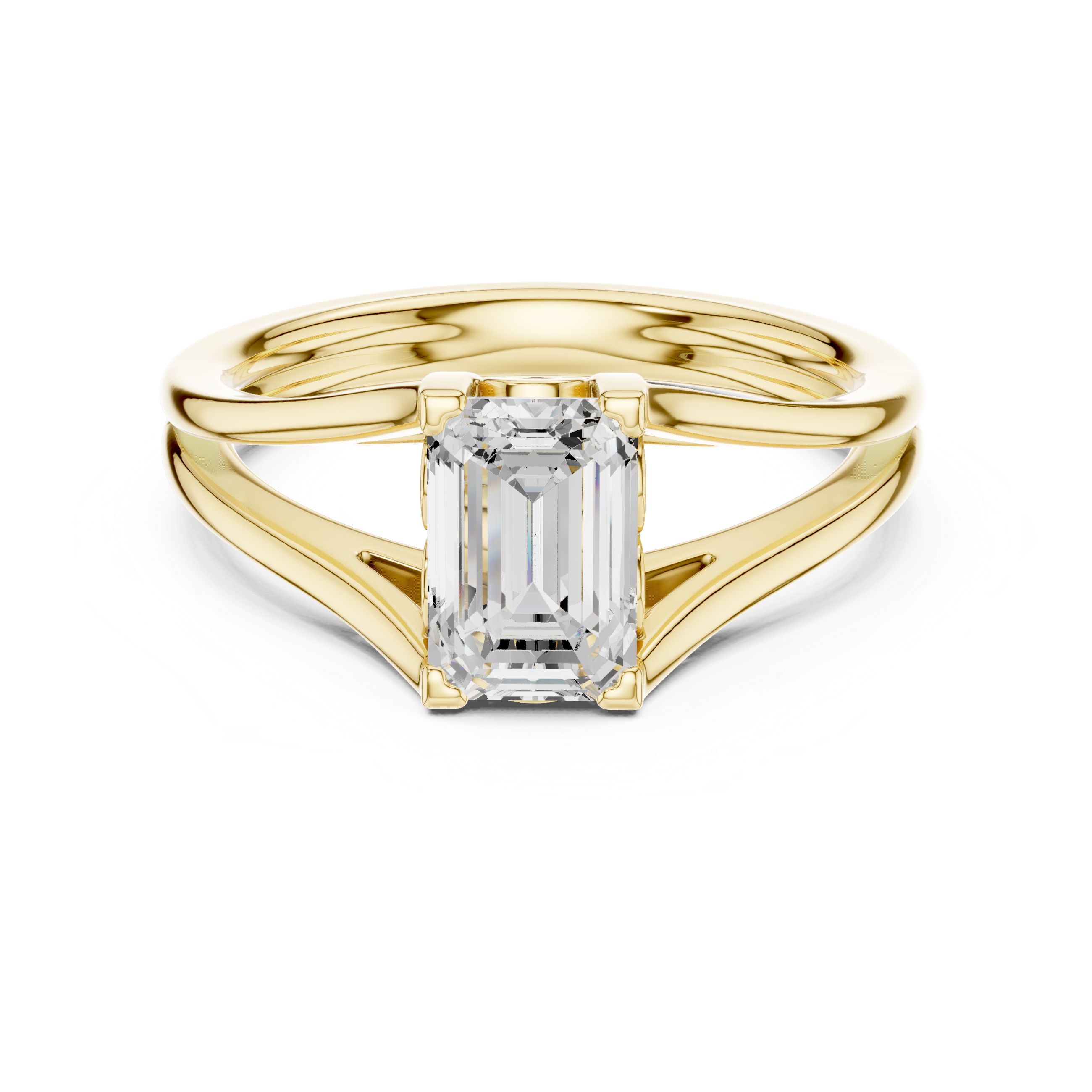 Emerald Cut Split-Shank Solitaire Ring