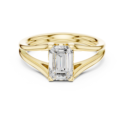 Emerald Cut Split-Shank Solitaire Ring