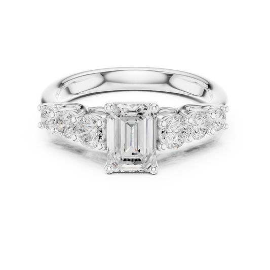 Seven-Stone Graduated Emerald Solitaire