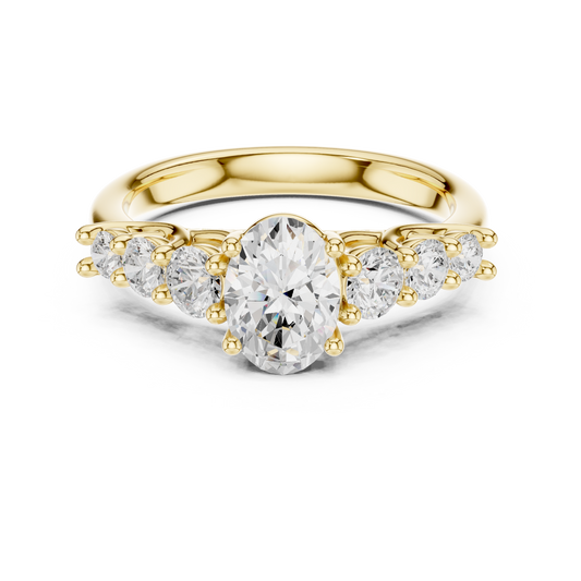 Pure Graduated Accent Oval Cut Ring