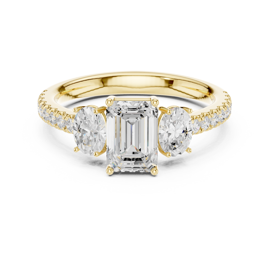 Trilogy Emerald & Oval Pavé Solitaire