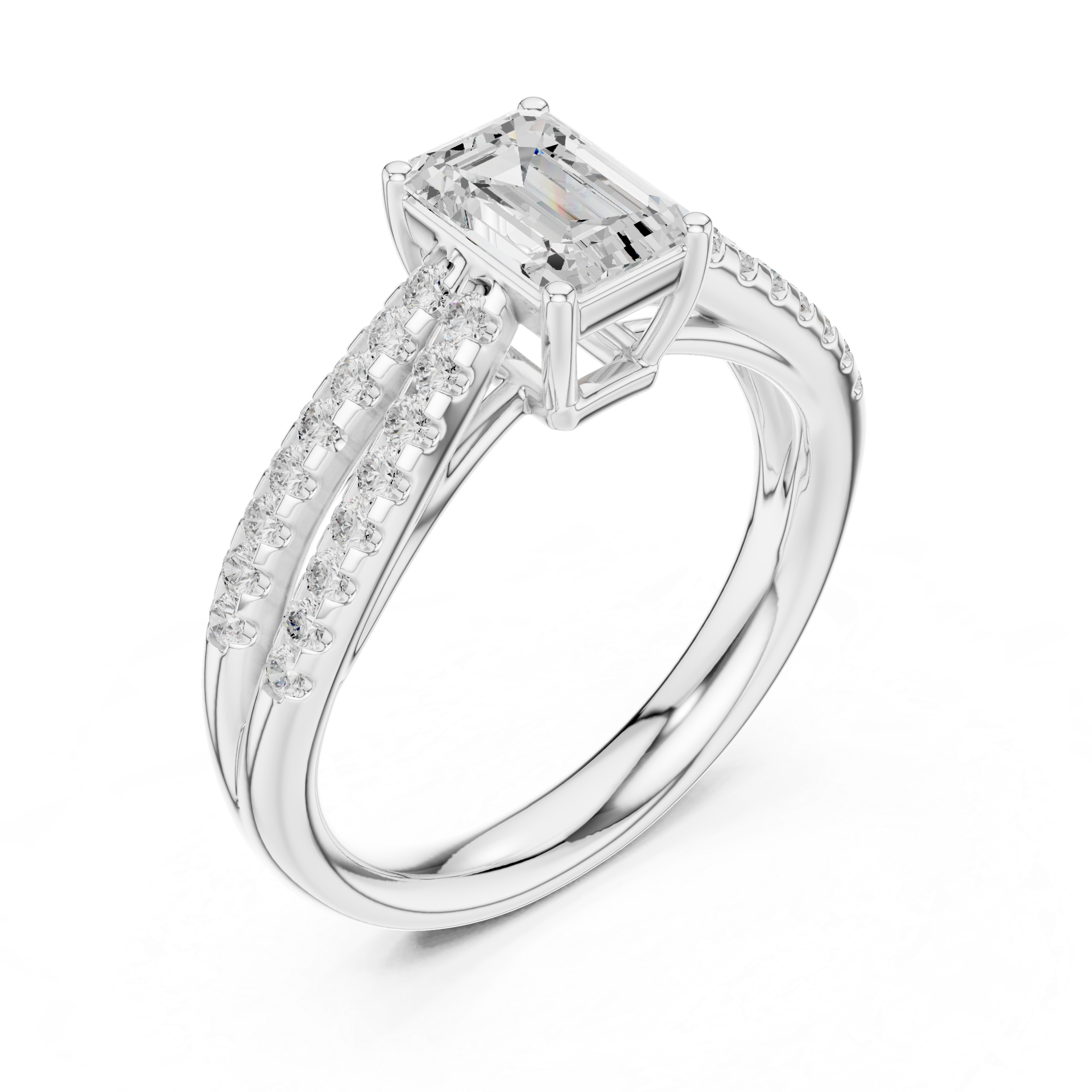 The Split-Pavilion Emerald Diamond Ring