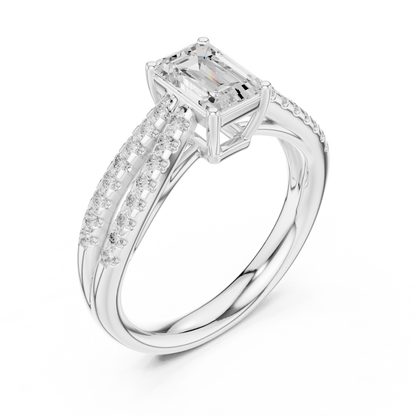 The Split-Pavilion Emerald Diamond Ring