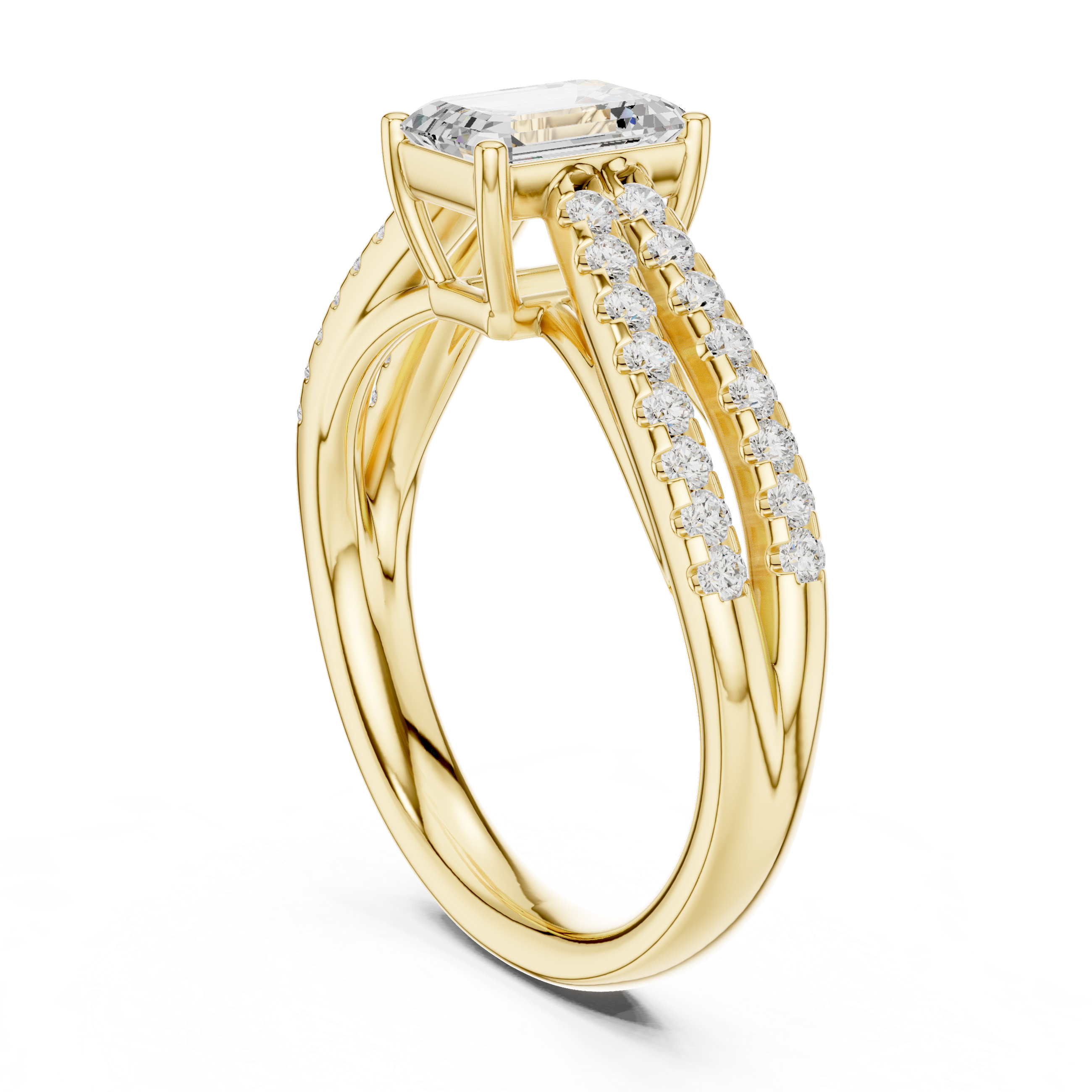 The Split-Pavilion Emerald Diamond Ring