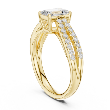 The Split-Pavilion Emerald Diamond Ring
