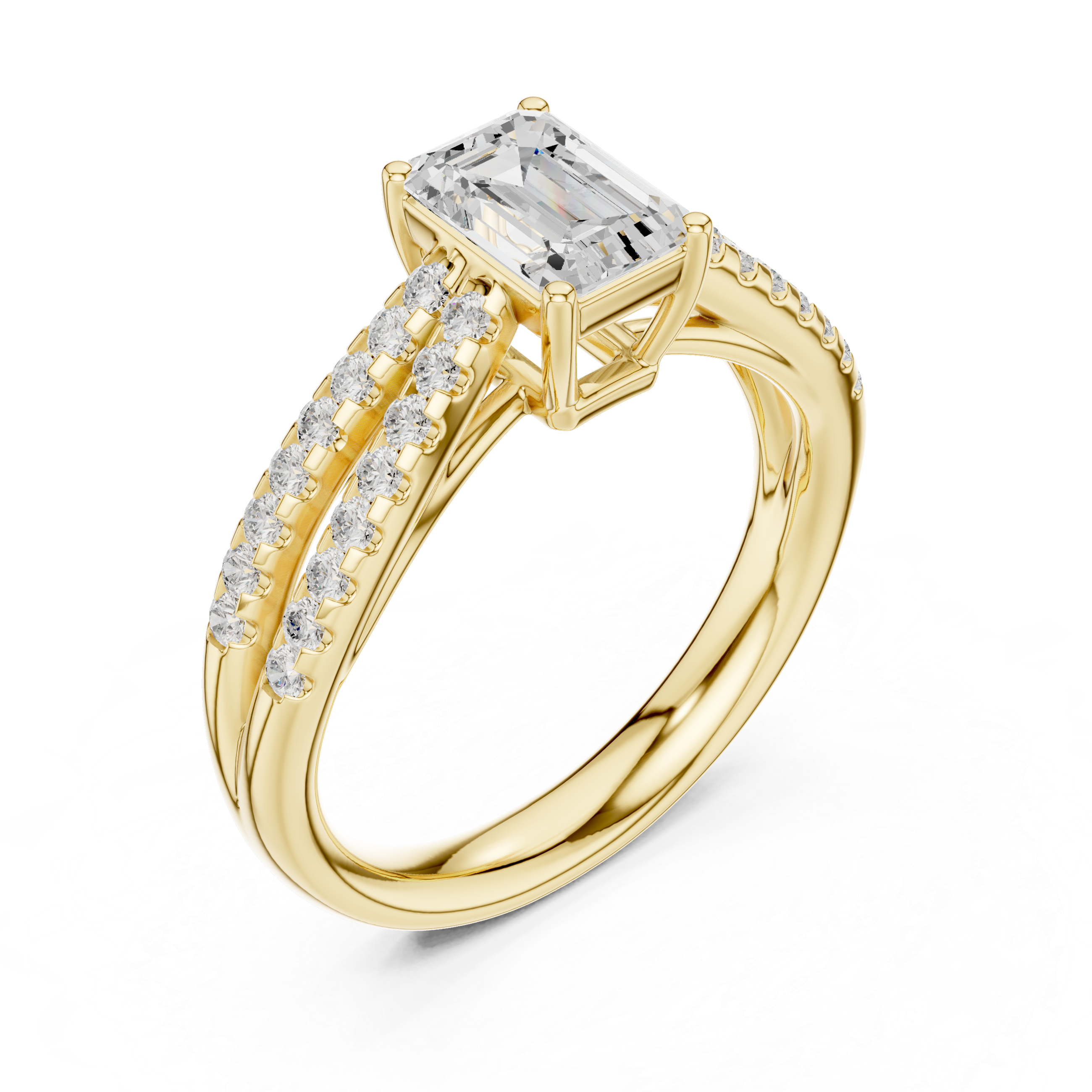The Split-Pavilion Emerald Diamond Ring