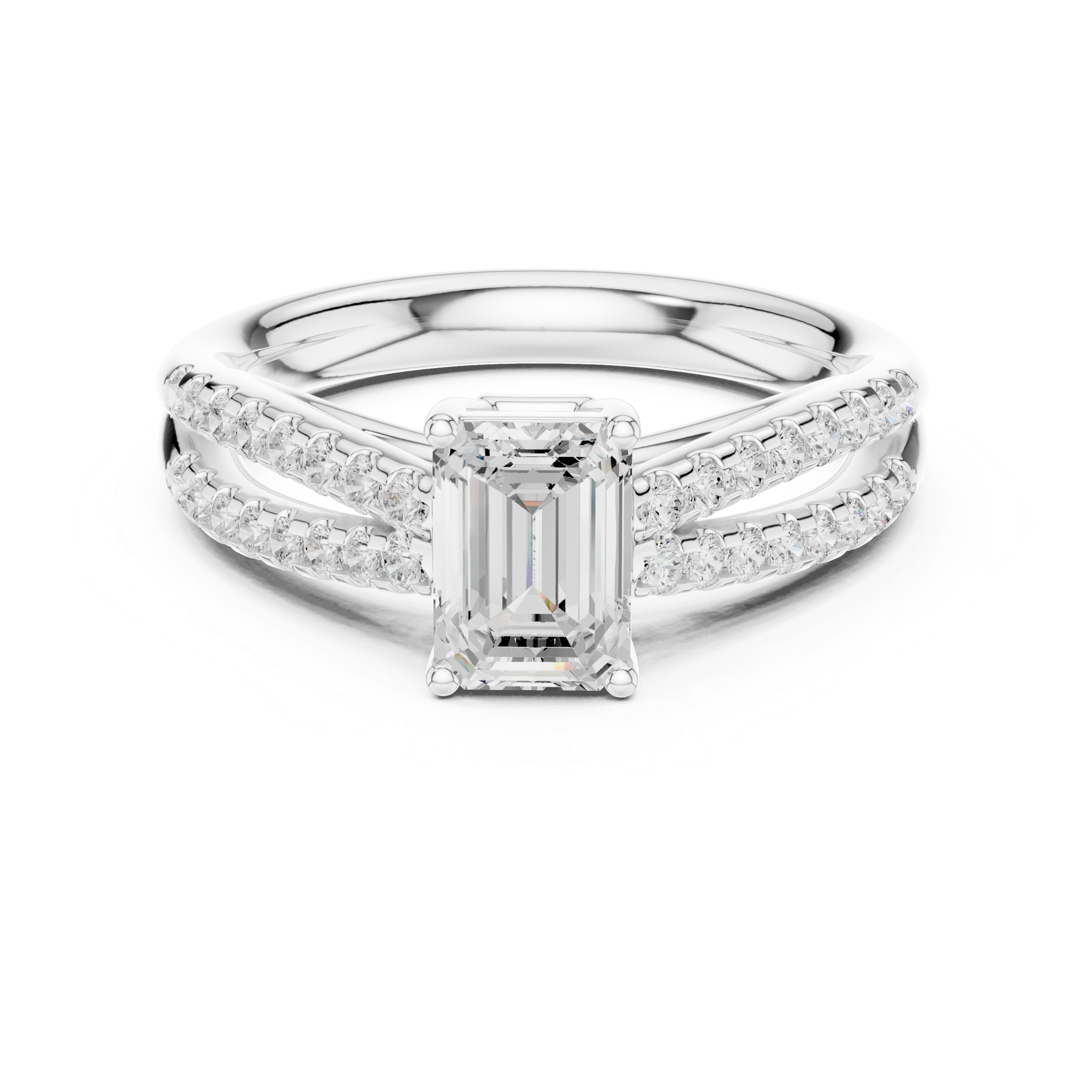 The Split-Pavilion Emerald Diamond Ring