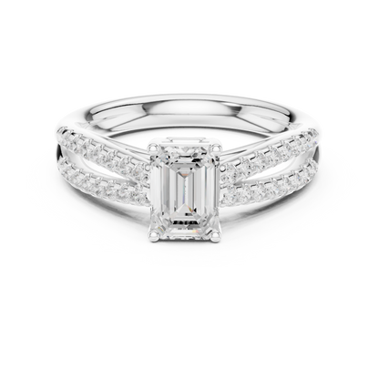 The Split-Pavilion Emerald Diamond Ring