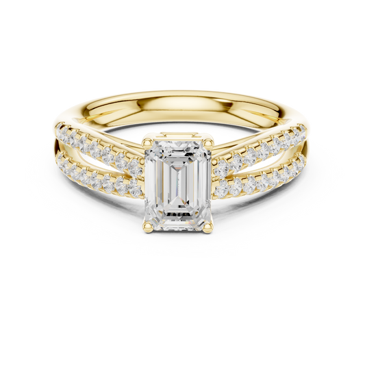 The Split-Pavilion Emerald Diamond Ring
