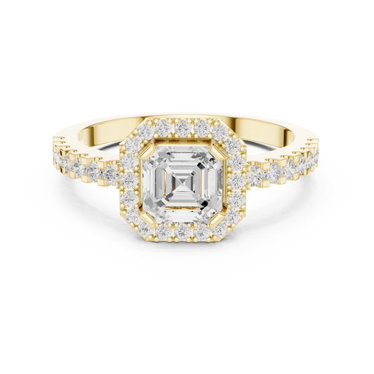 Vintage Asscher Halo Solitaire Ring
