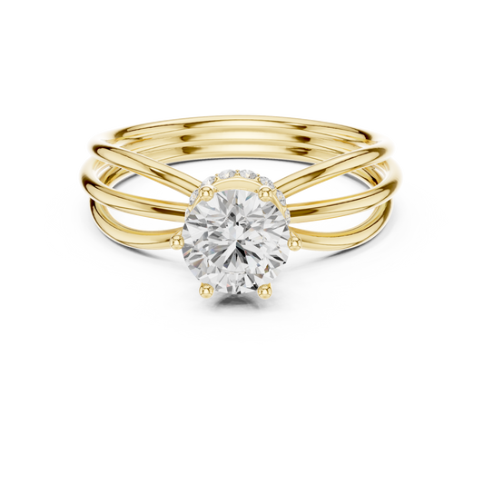 Cross-Band Round Brilliant Solitaire