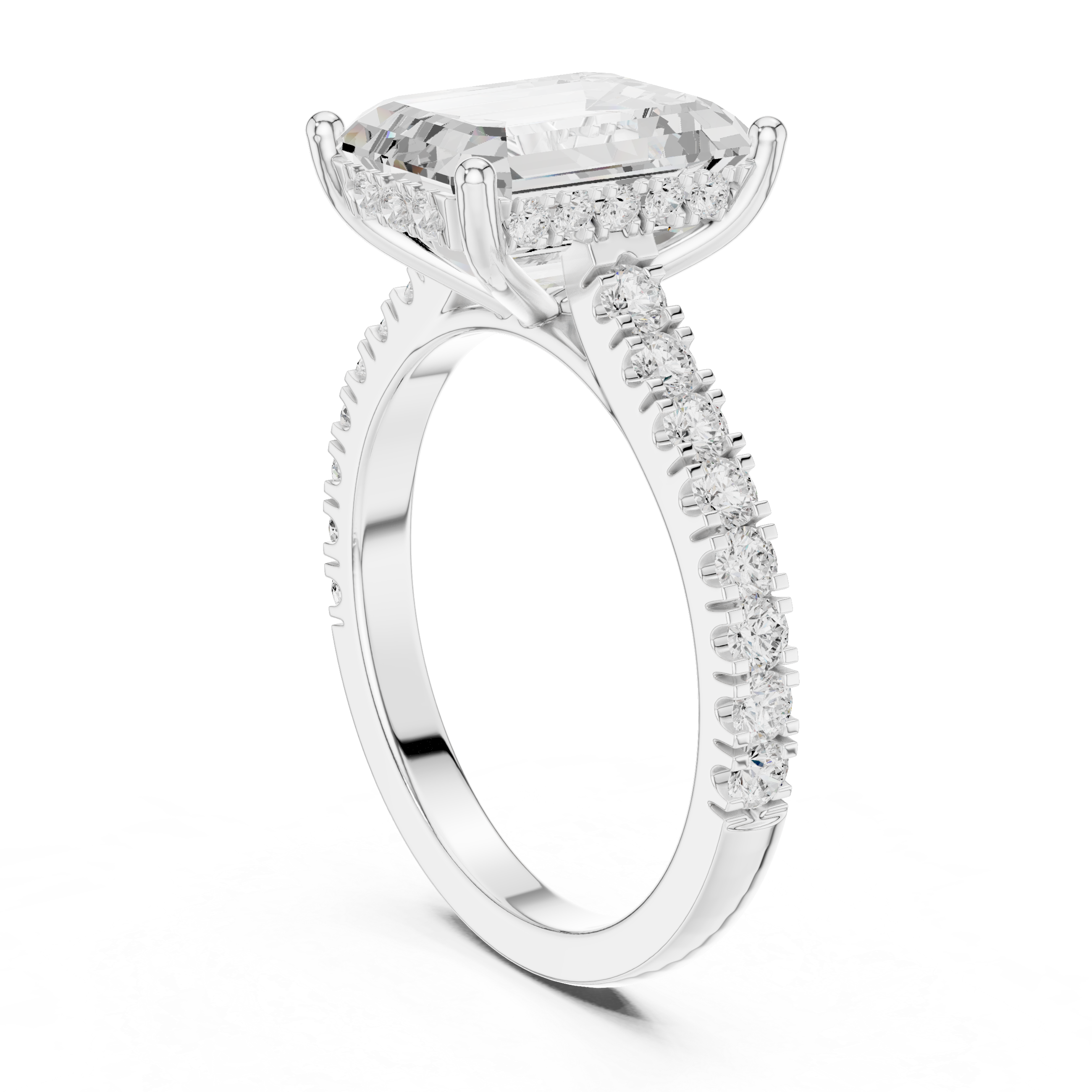 Emerald-Cut Hidden Halo Engagement Ring