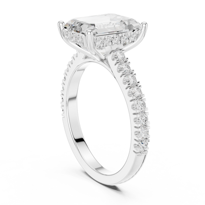 Emerald-Cut Hidden Halo Engagement Ring