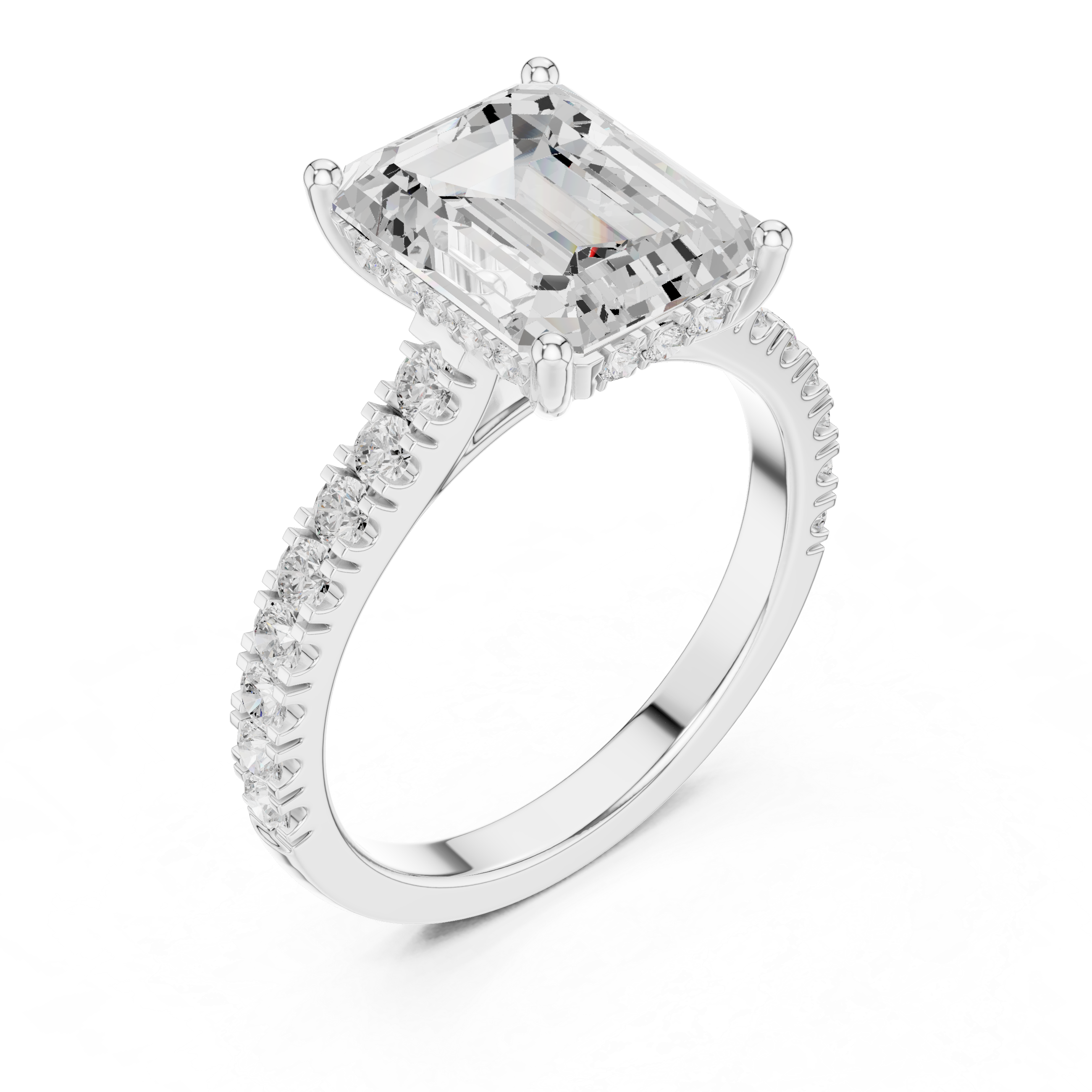 Emerald-Cut Hidden Halo Engagement Ring