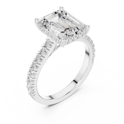 Emerald-Cut Hidden Halo Engagement Ring