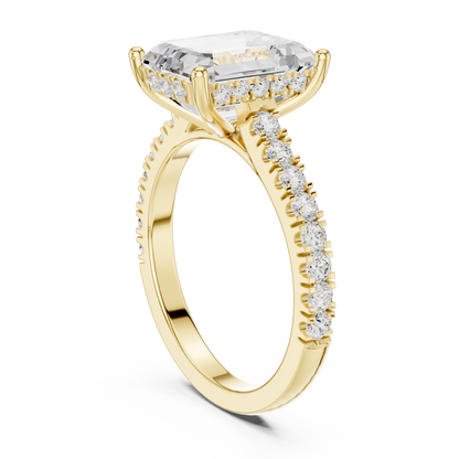 Emerald-Cut Hidden Halo Engagement Ring