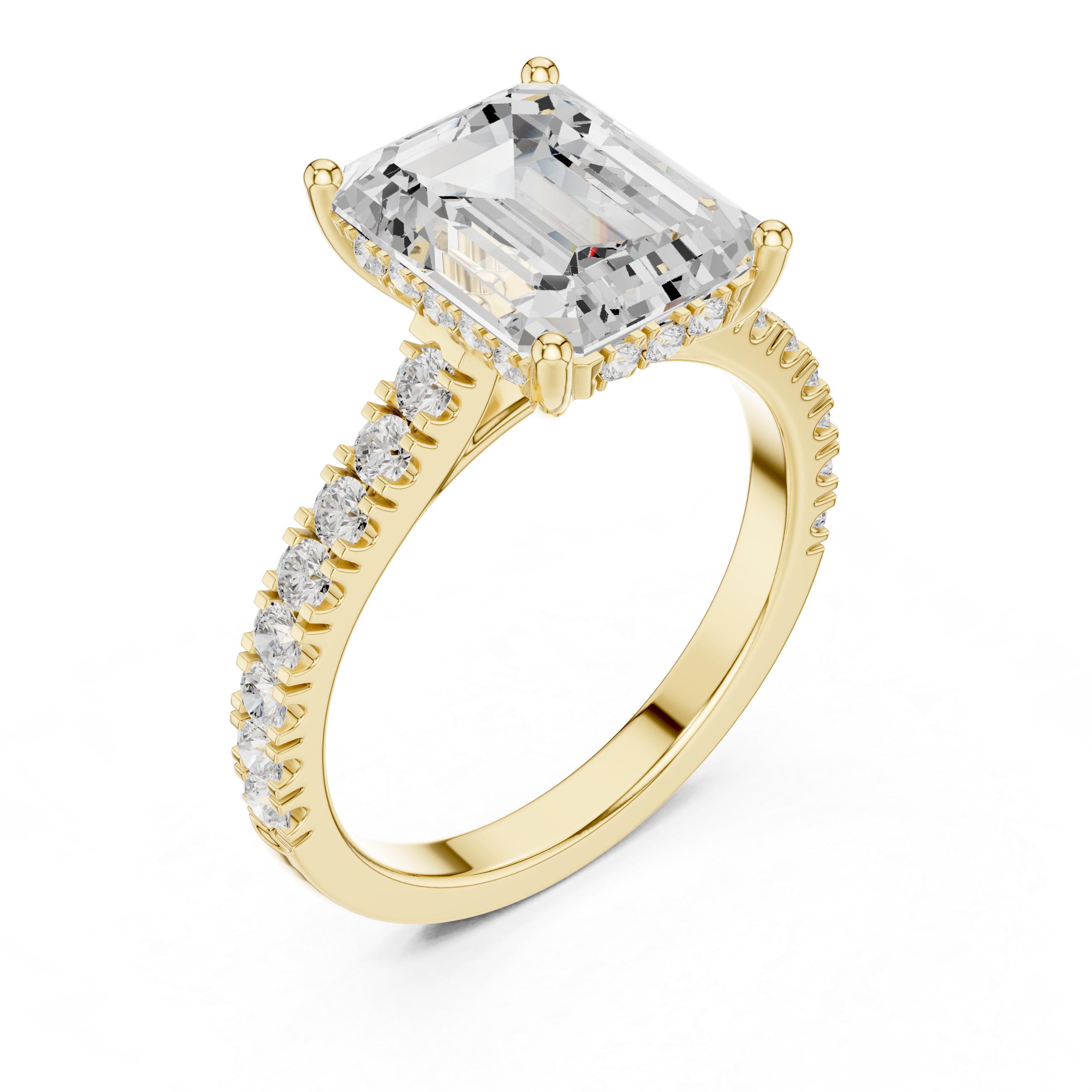 Emerald-Cut Hidden Halo Engagement Ring
