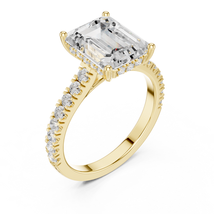 Emerald-Cut Hidden Halo Engagement Ring