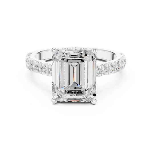 Emerald-Cut Hidden Halo Engagement Ring