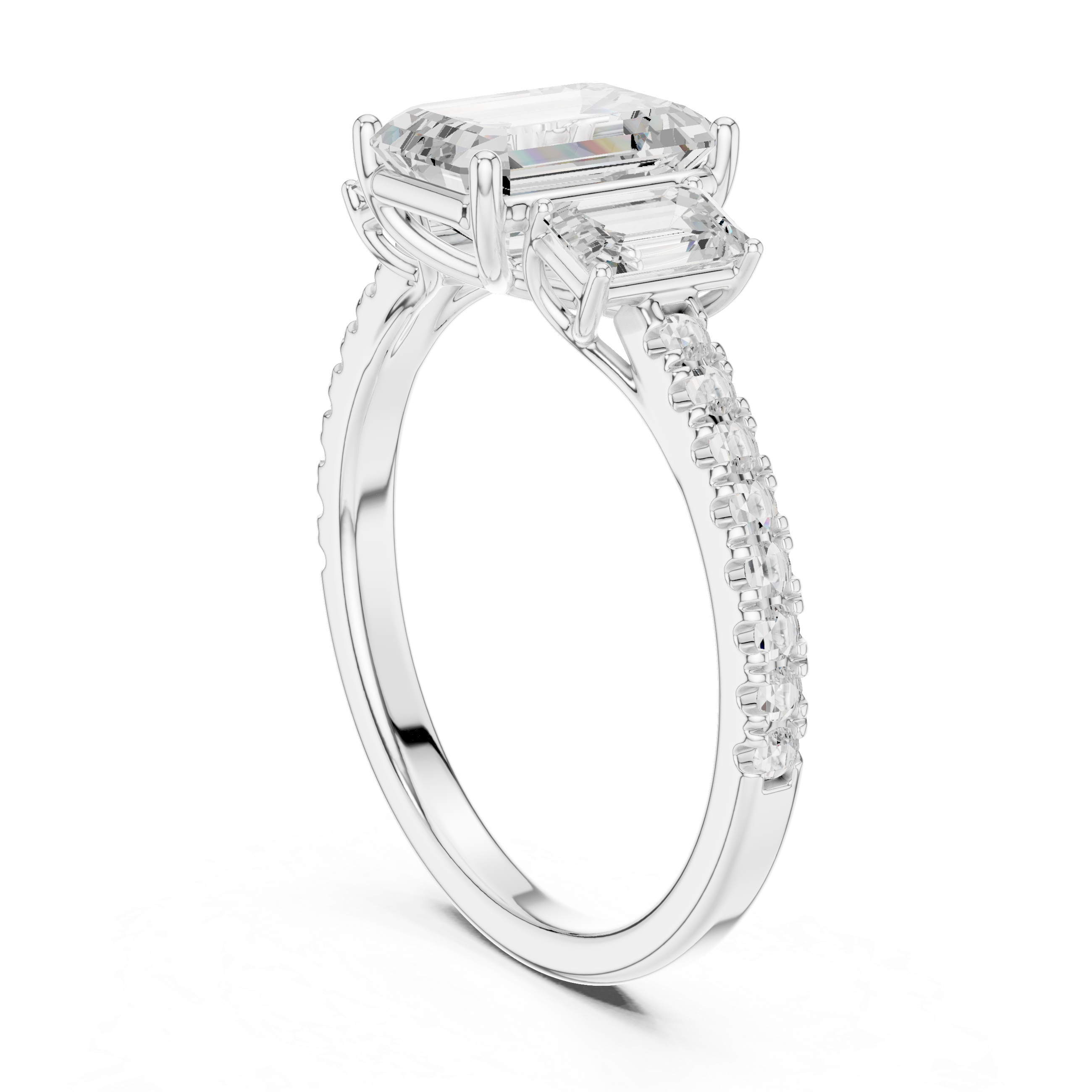 Emerald-Cut Three-Stone Engagement Ring