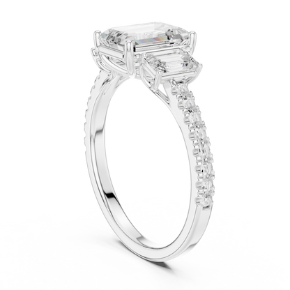 Emerald-Cut Three-Stone Engagement Ring