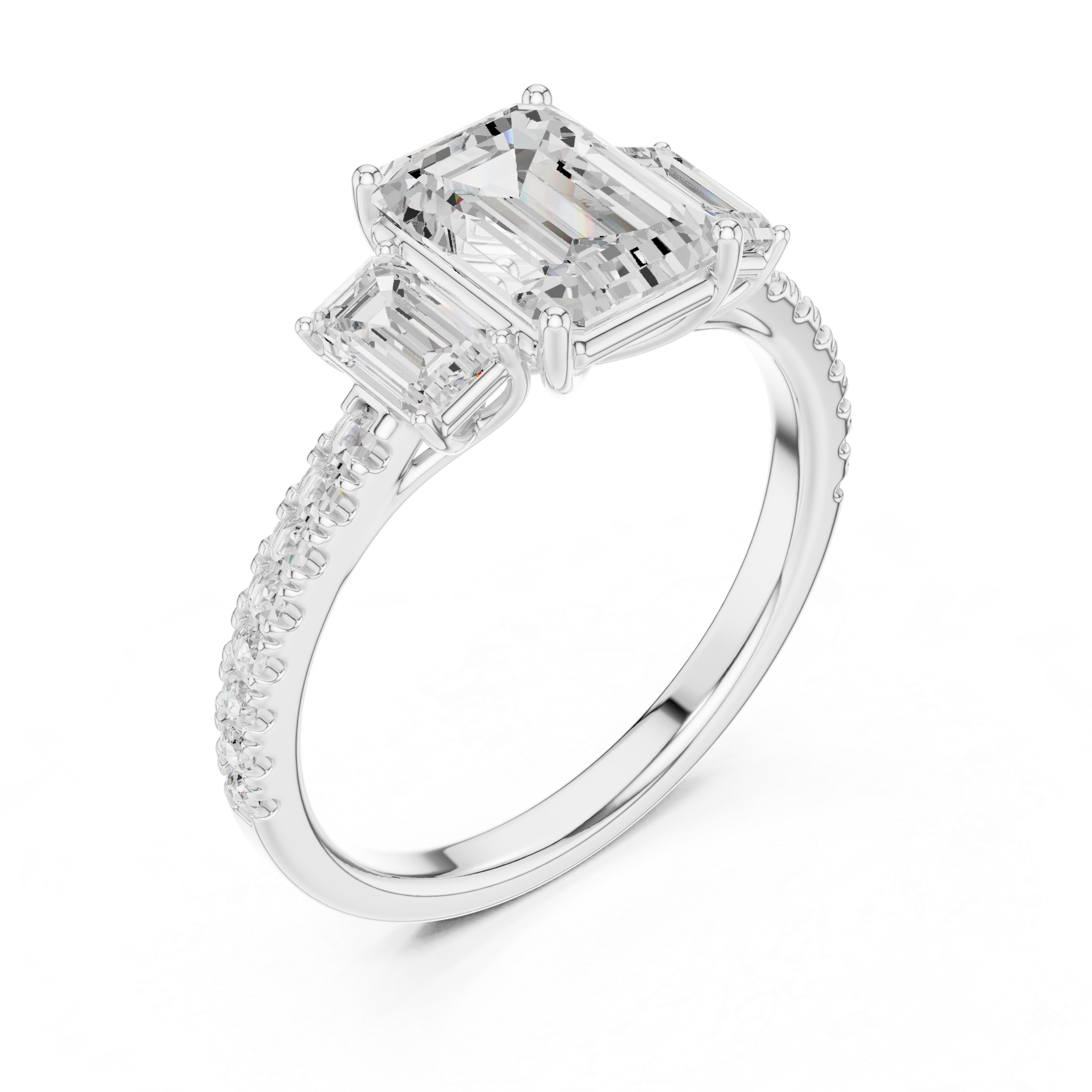 Emerald-Cut Three-Stone Engagement Ring