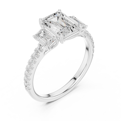 Emerald-Cut Three-Stone Engagement Ring