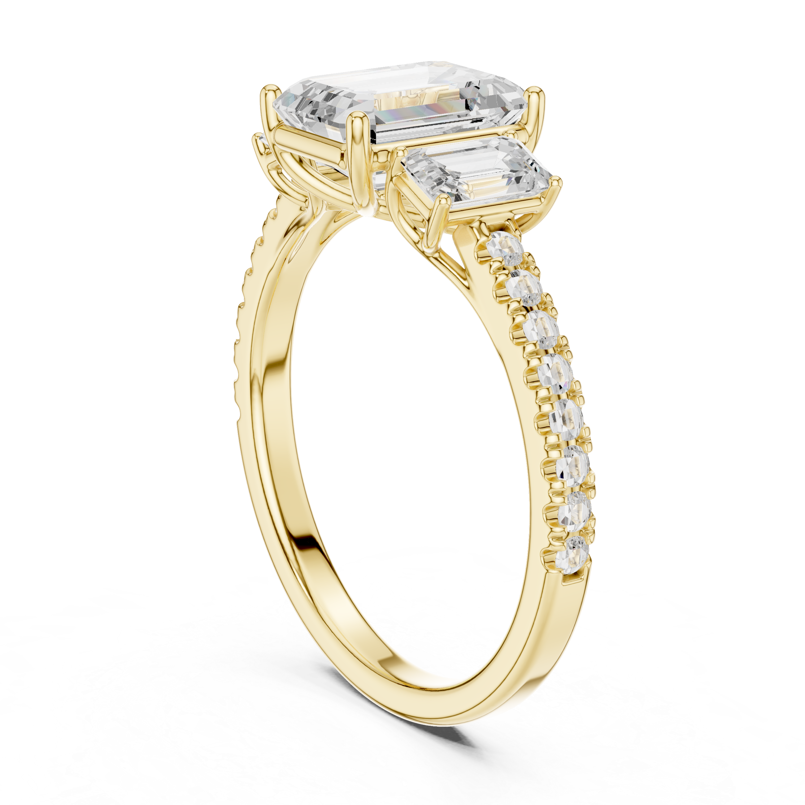 Emerald-Cut Three-Stone Engagement Ring