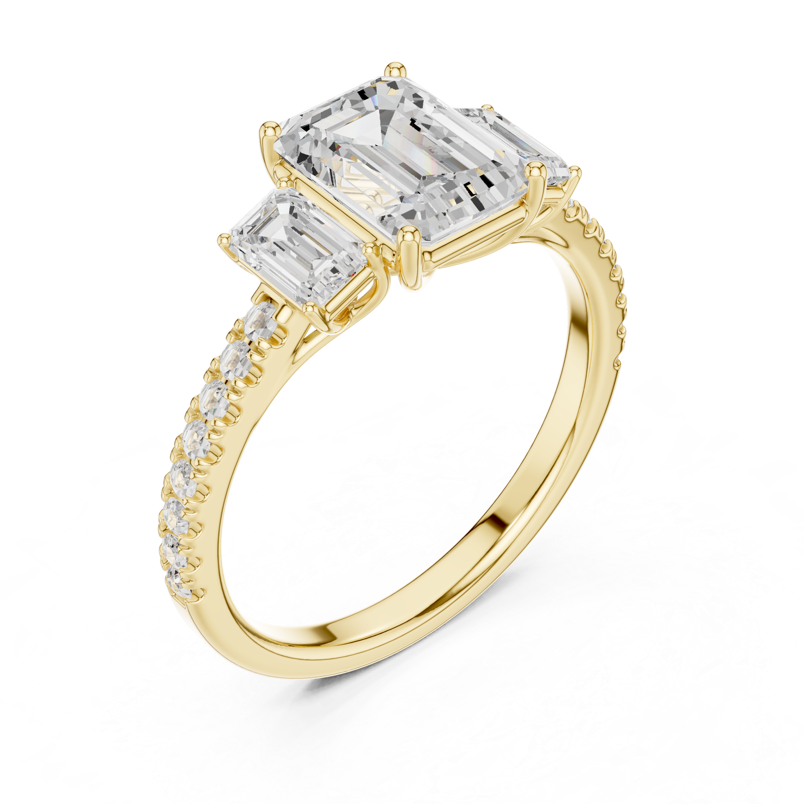 Emerald-Cut Three-Stone Engagement Ring