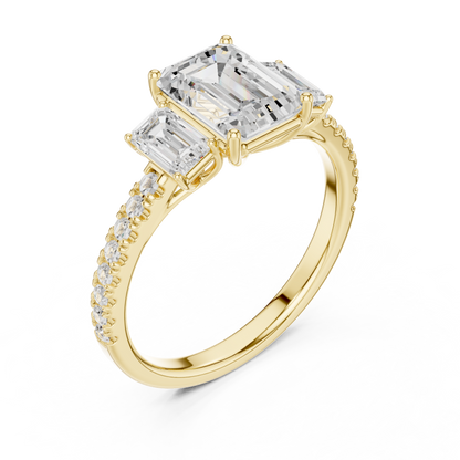 Emerald-Cut Three-Stone Engagement Ring