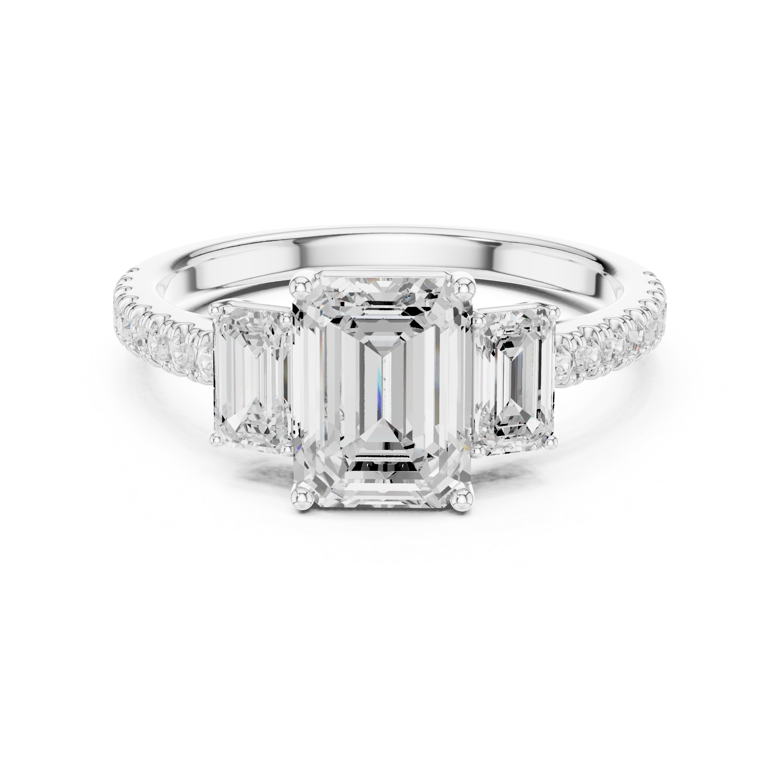 Emerald-Cut Three-Stone Engagement Ring
