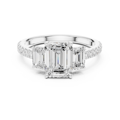Emerald-Cut Three-Stone Engagement Ring