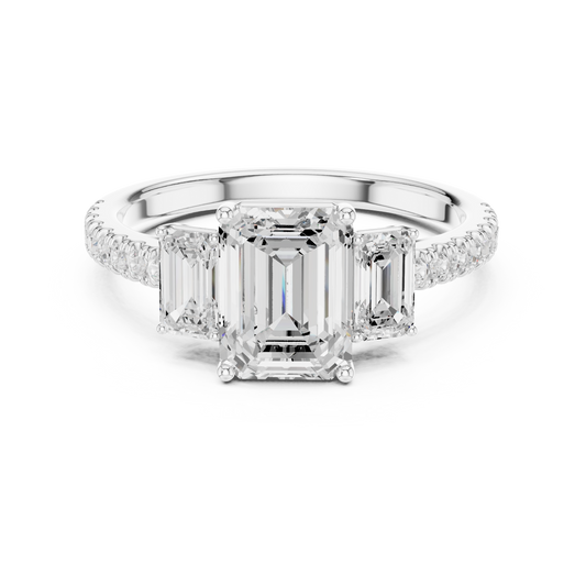 Emerald-Cut Three-Stone Engagement Ring