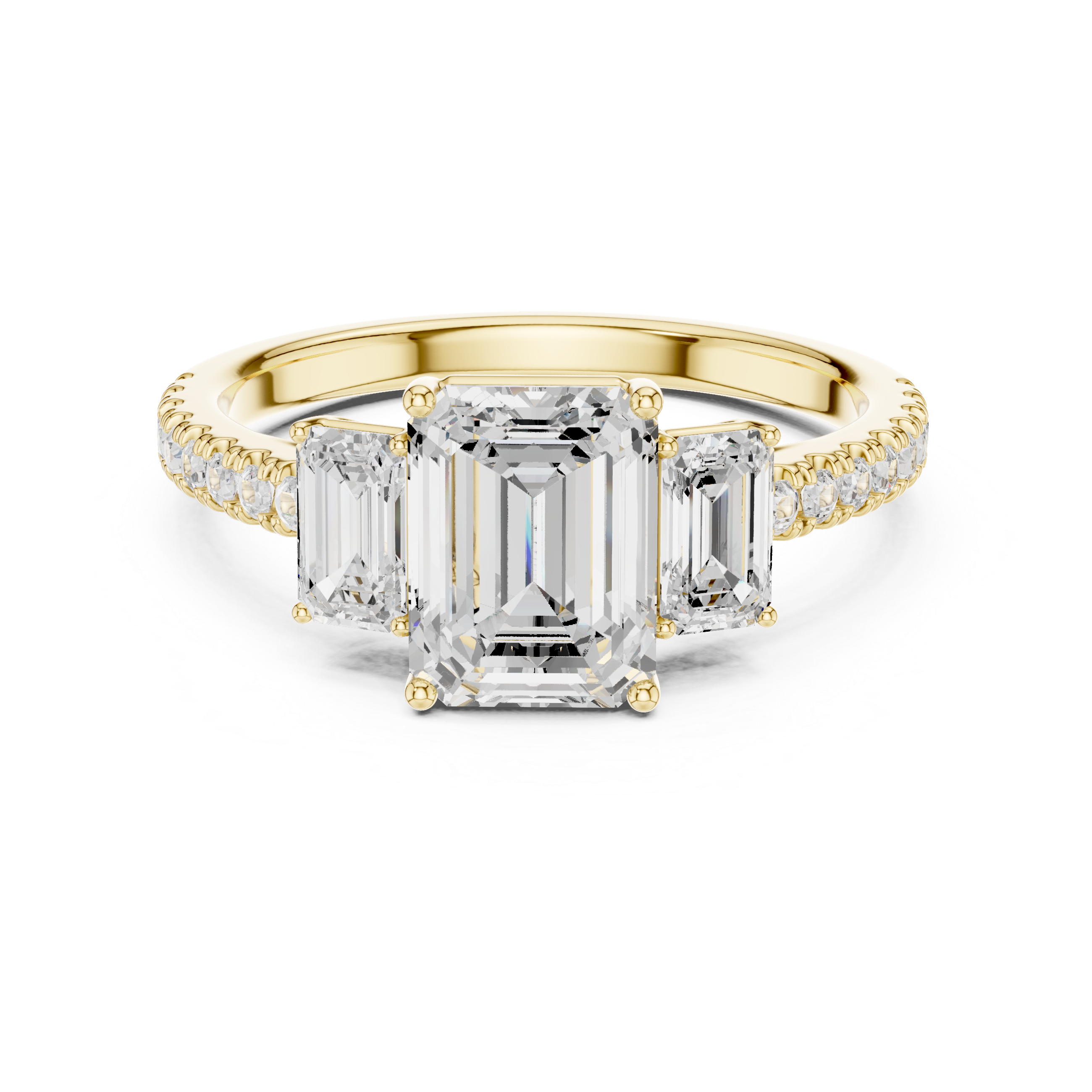 Emerald-Cut Three-Stone Engagement Ring