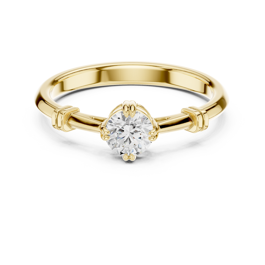 Buckle Accent Round Brilliant Ring