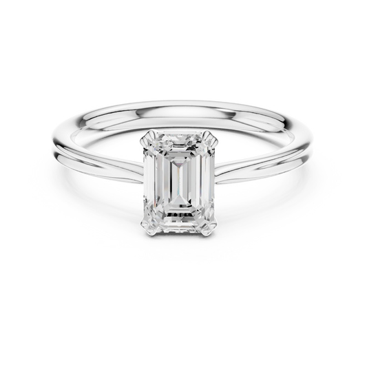 Pure Emerald Double-Prong Gold Solitaire