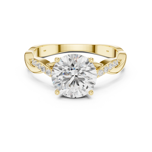 Round Brilliant Twisted Pavé Engagement Ring