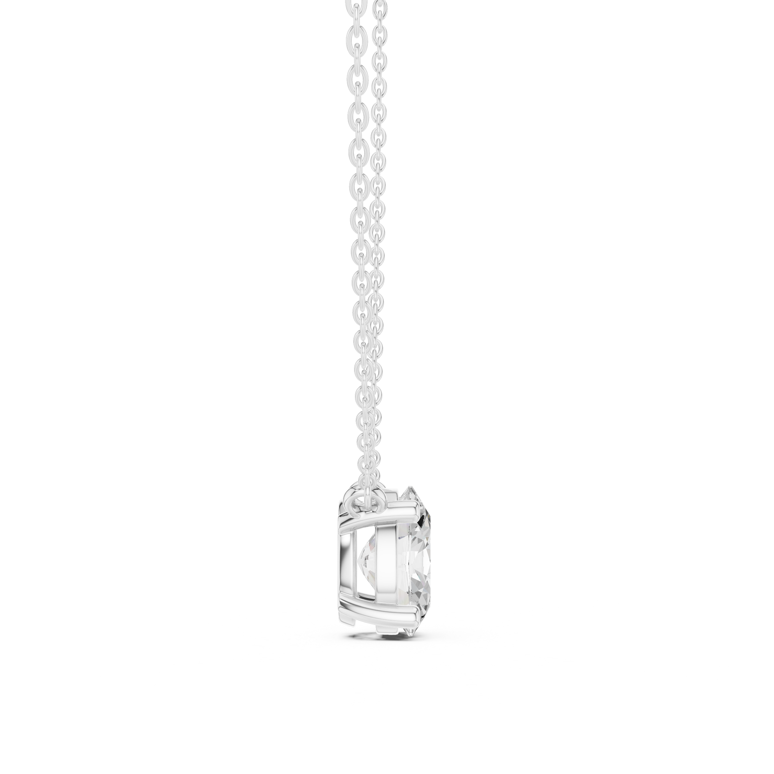 Bare-Prong Oval Floating Diamond Drop