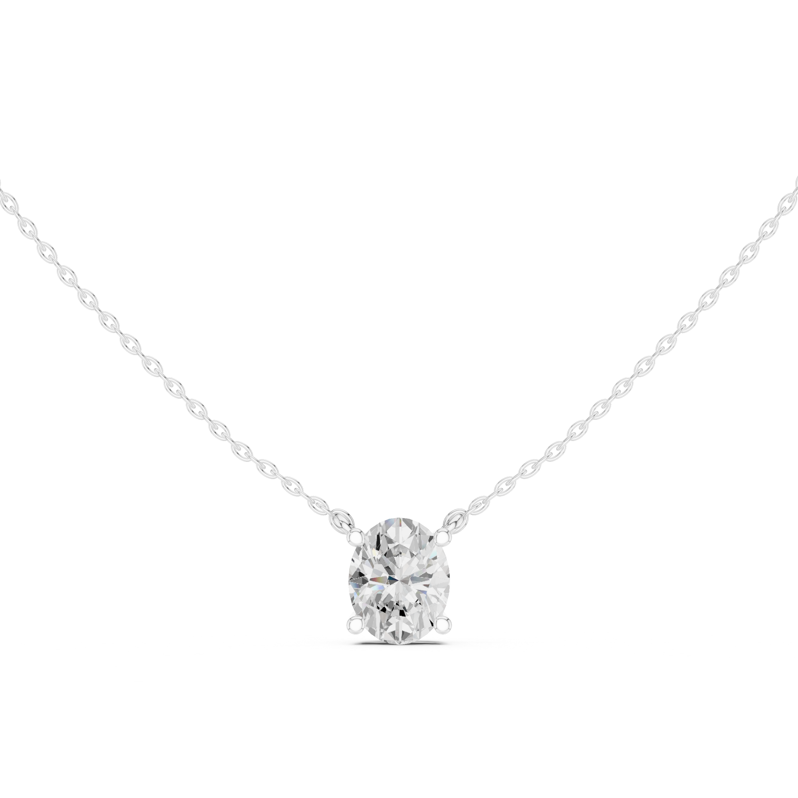 Bare-Prong Oval Floating Diamond Drop
