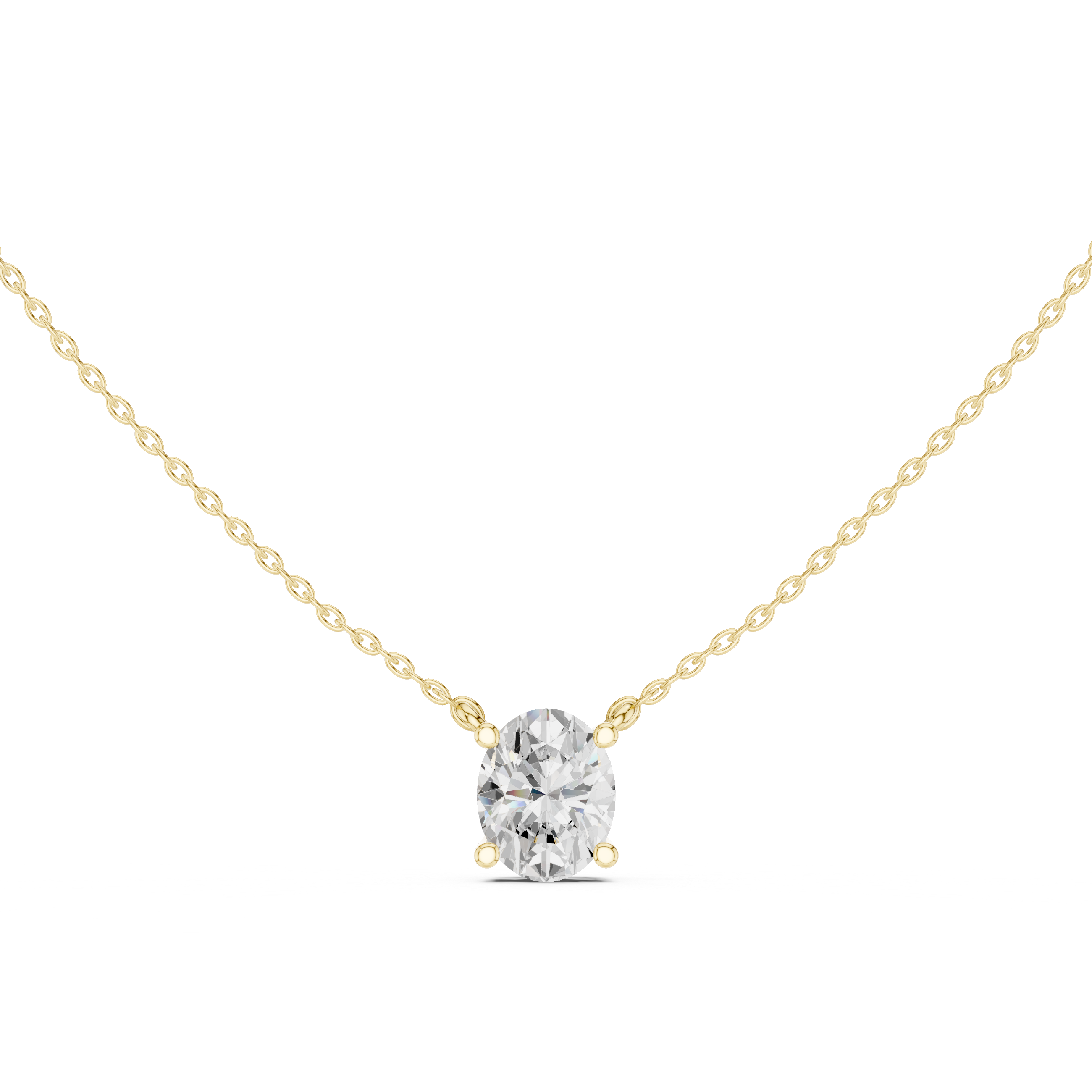 Bare-Prong Oval Floating Diamond Drop