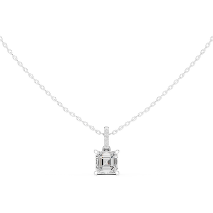 Asscher Hidden Halo Pavé-Bail Pendant