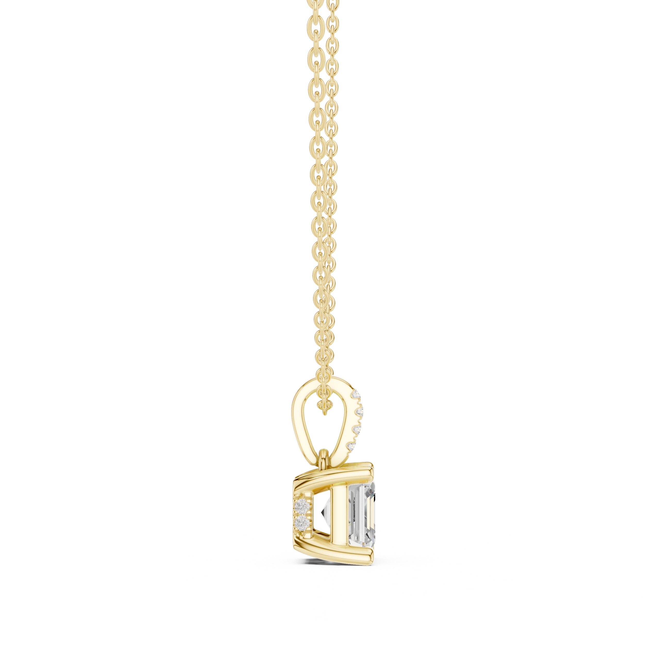 Asscher Hidden Halo Pavé-Bail Pendant