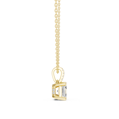 Asscher Hidden Halo Pavé-Bail Pendant