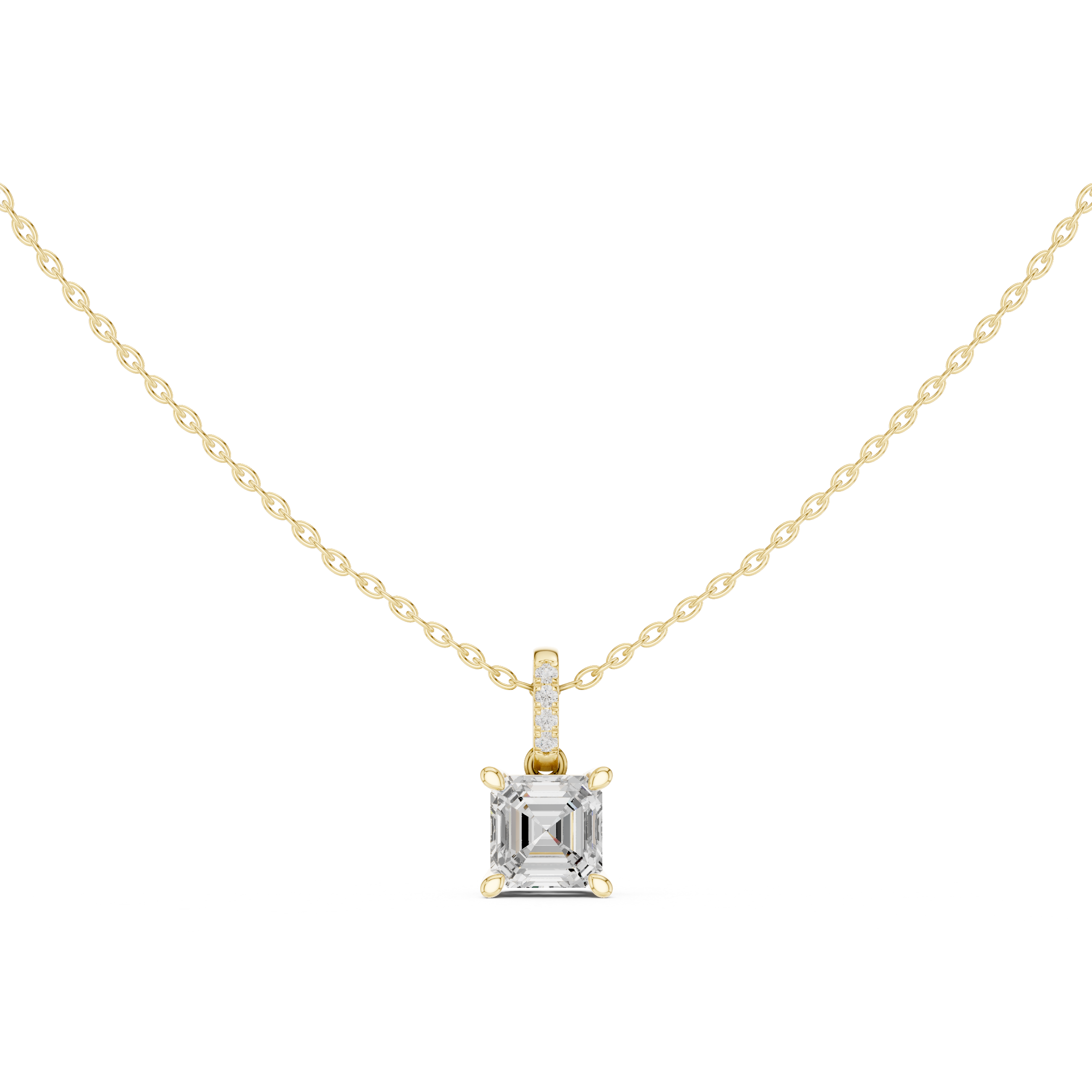 Asscher Hidden Halo Pavé-Bail Pendant